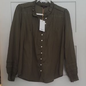 Quince Organic Cotton Olive Green Top